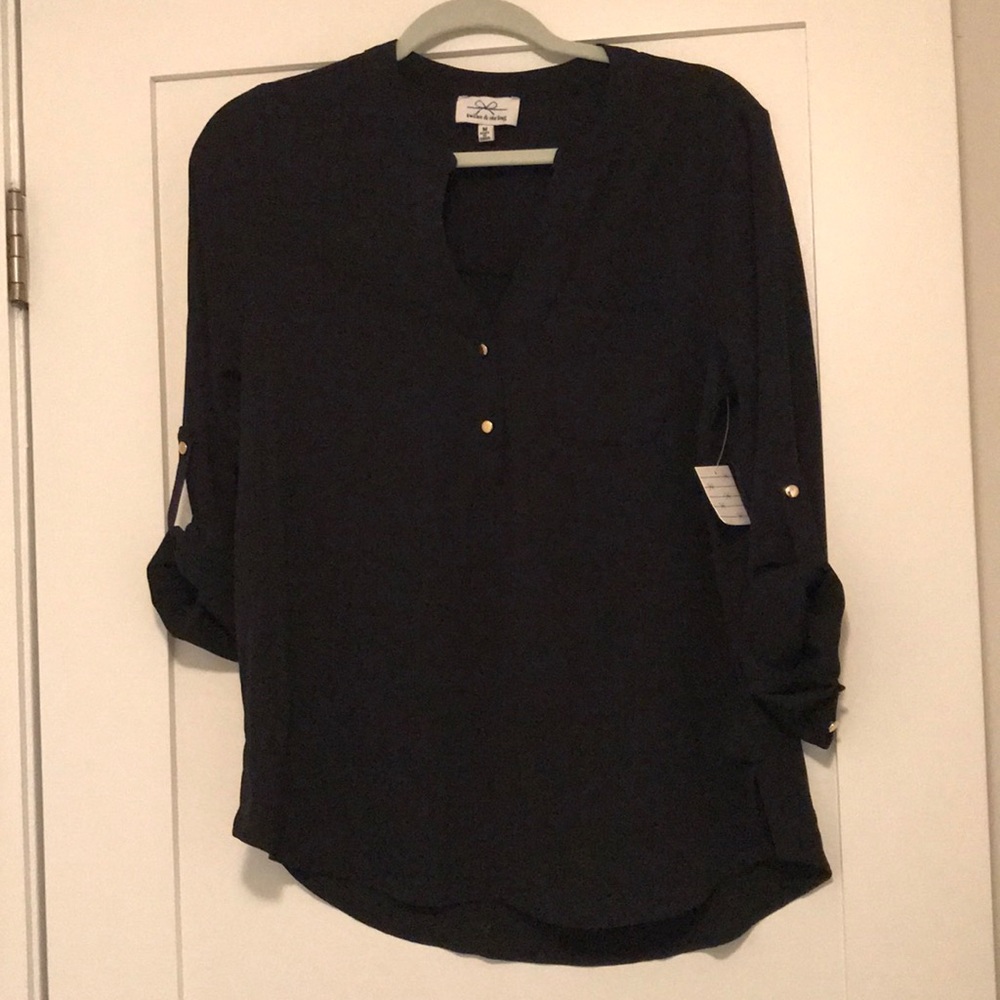 3/4 sleeve black blouse
